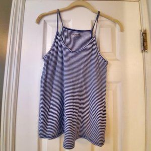 Juniors Arizona Jean Tank Top-Blue/White striped
